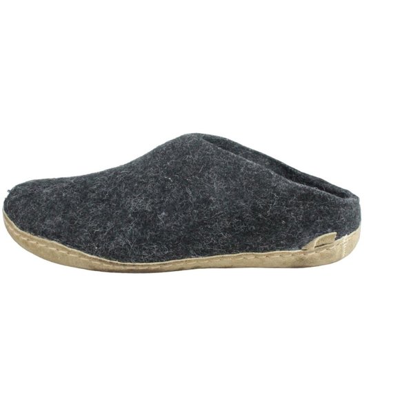 Glerups Shoes - Glerups Charcoal Wool Indoor Leather Sole Slippers Shoe Size 8